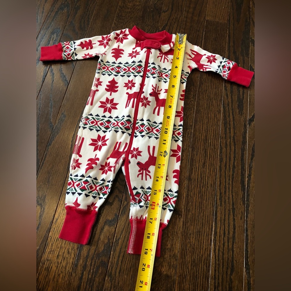 Hanna Andersson Infant 0-3M White/Red Reindeer Holiday Winter Themed One Piece - Picture 5 of 7